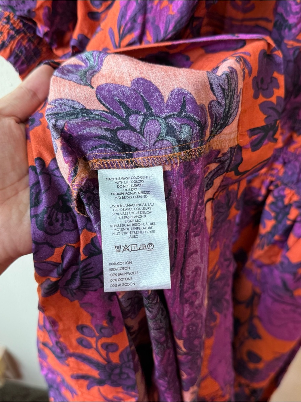 Anthropologie The Somerset Maxi Dress: Puff Sleeve Edition Orange Purple Floral - Picture 8 of 8